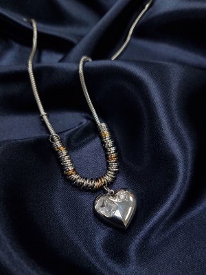 Цепочка сердце с камнем серебряная